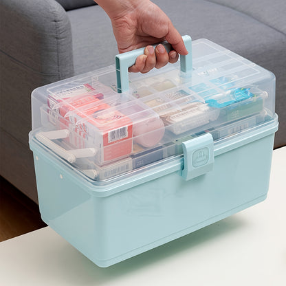 Large-Capacity Multi-Tier Medication & First Aid - Plastic Medicine Chest with Freestanding, Suitable for Home Organization, Emergency Box for Medicines,, Small Tools, Polypropylene
