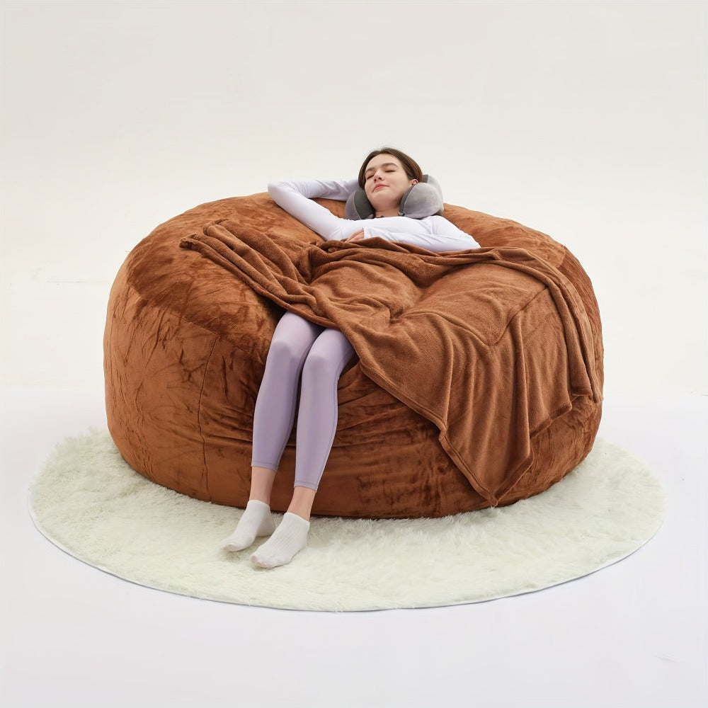 Bean Bag Sofa Chair Set – Includes Bean Bag Chair, U-Shape Pillow, Blanket & 6FT Round Carpet | Large Soft Machine-Washable Beanbag with 50 lb Memory Sponge Fill | Living Room, Bedroom & Gaming Room Relaxation Set