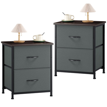 EUNOS Nightstand, Small Dresser for Bedroom with 2 Drawers, Bedside Table Night Stand End Table with Fabric Bins for Bedroom Closet Dorm Guest Room