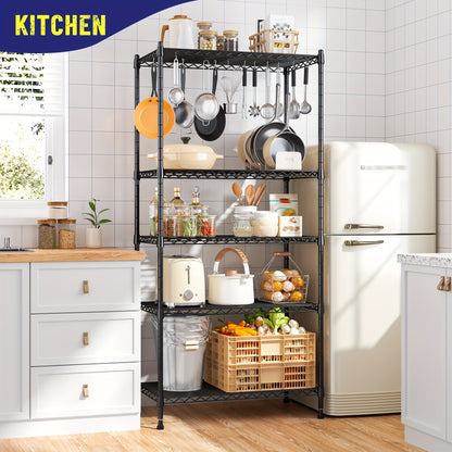 5 Tier 1000LBS Wire Shelving, 1000LBS Metal Shelves Adjustable Storage Shelves Metal Shelving Unit for Storage Wire Rack Shelving Garage Shelf Closet Shelves Pantry Shelf, 60 "H X 13.58" D X 21.45 "W