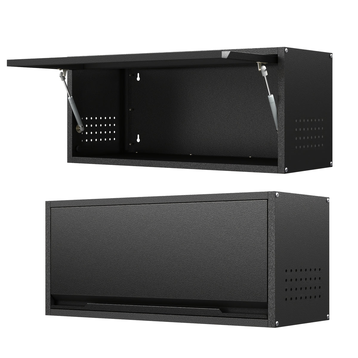 Wall Storage Cabinet shown in the Black option