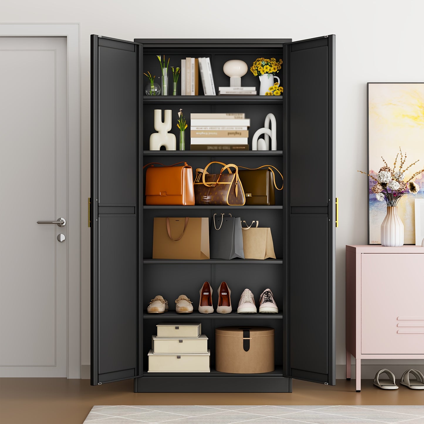 GEITIN 75.2" Metal Storage Pantry Cabinet with Two Doors