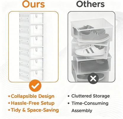 Foldable Shoe Storage Organizer 3, 5 or 6-Tier | Large Capacity Space-Saving Shoe Cabinet for Entryway, Corridor, Bedroom & Living Room | Stackable Multi-Functional Shoe Rack