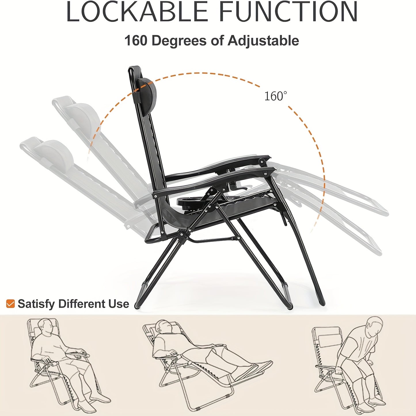 [Outdoor Camping Chair] 1/2Pack Zero Gravity Lounge Chairs For Outdoor Patio And Poolside With Pillows And Cup Holders - Foldable, Space-Saving, Easy To Carry, Outdoor Camping Chair, Suitable For Beach, Grass, Wild Camping