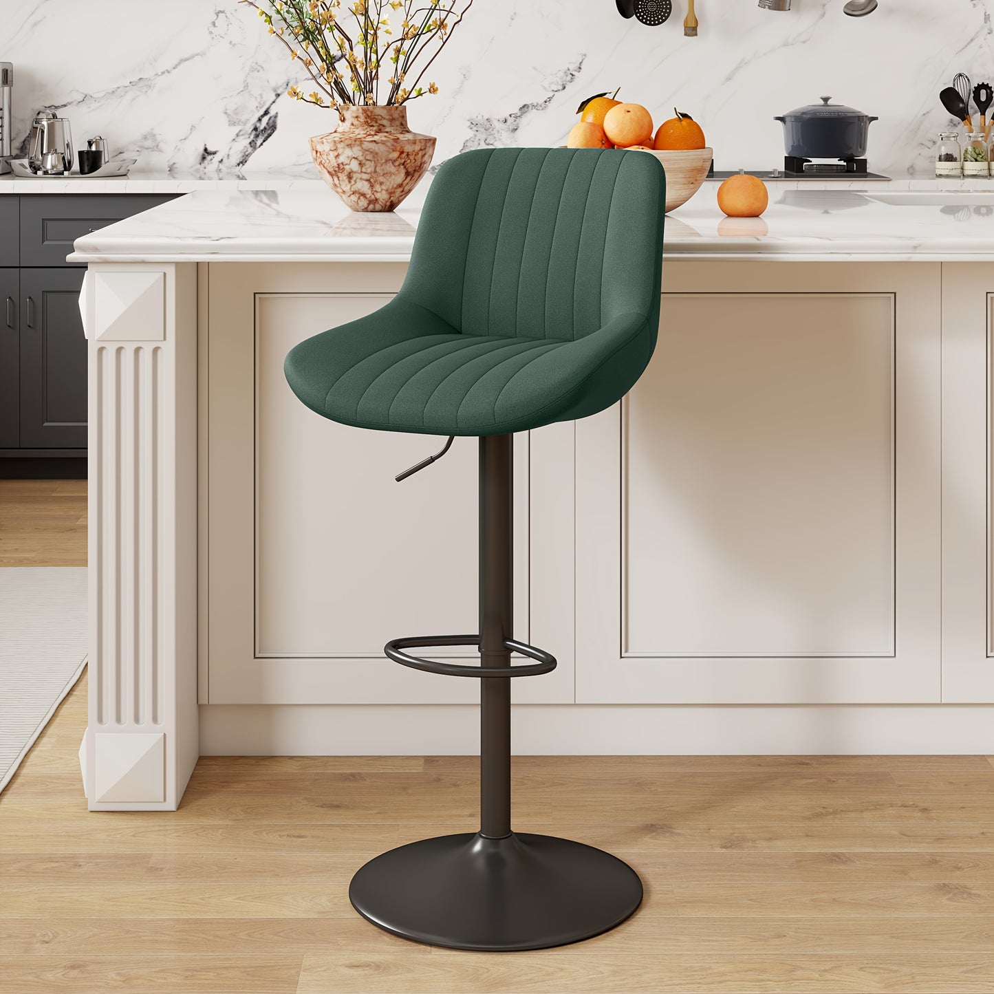 Counter Height Bar Stools Set of 1 2 3 4 Adjustable Swivel Upholstered Barstools with Back & Footrest for Kitchen Counter & Island – 6 Colors