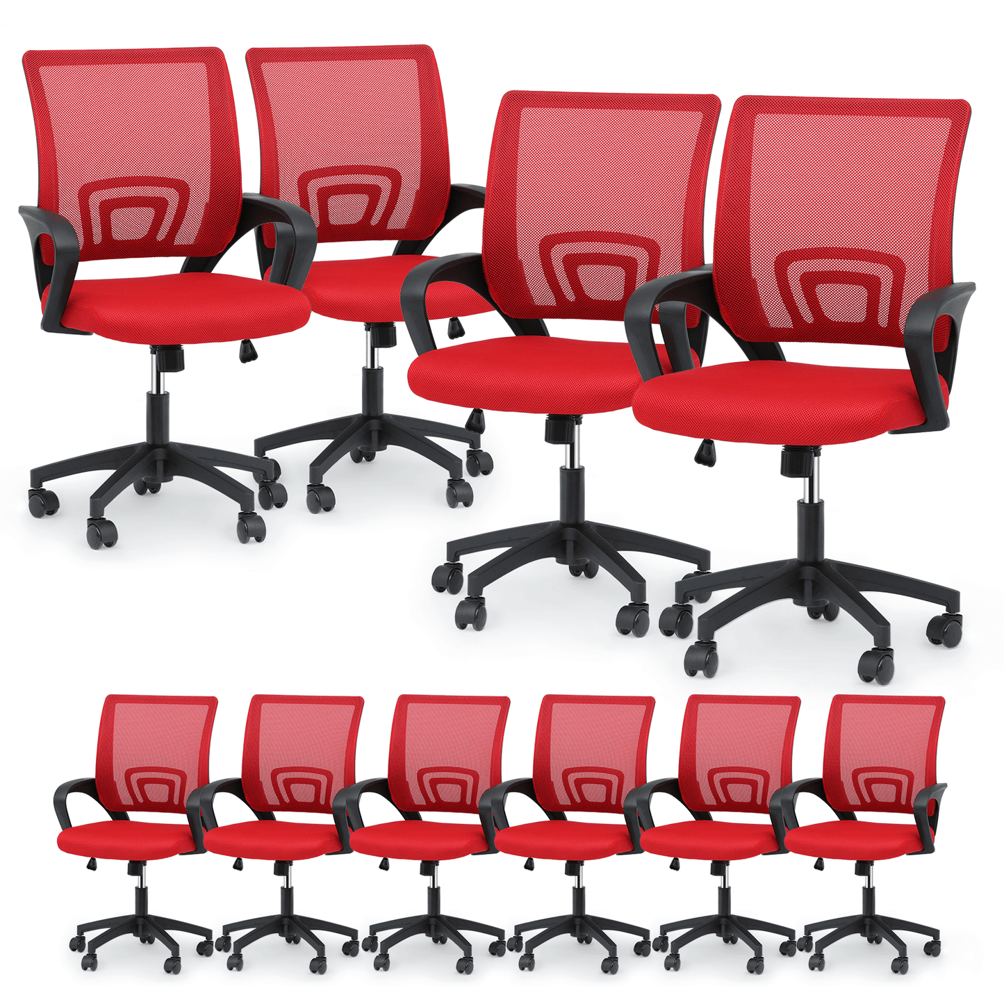 Mesh Office Home Chair, Mid Back Ergonomic Rolling Swivel Chair with Padded Seat and Armrest