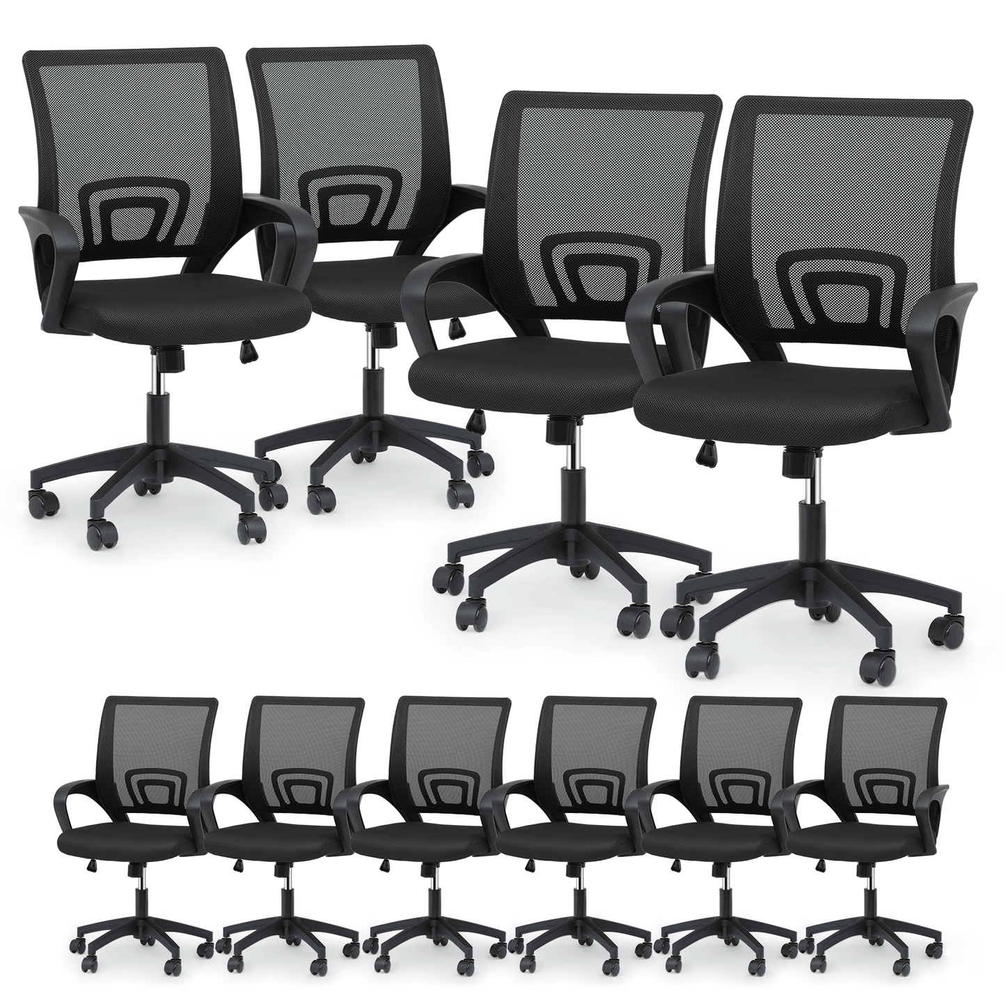 Mesh Office Home Chair, Mid Back Ergonomic Rolling Swivel Chair with Padded Seat and Armrest
