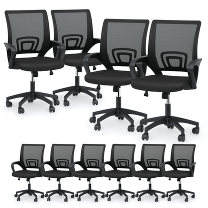 Mesh Office Home Chair, Mid Back Ergonomic Rolling Swivel Chair with Padded Seat and Armrest