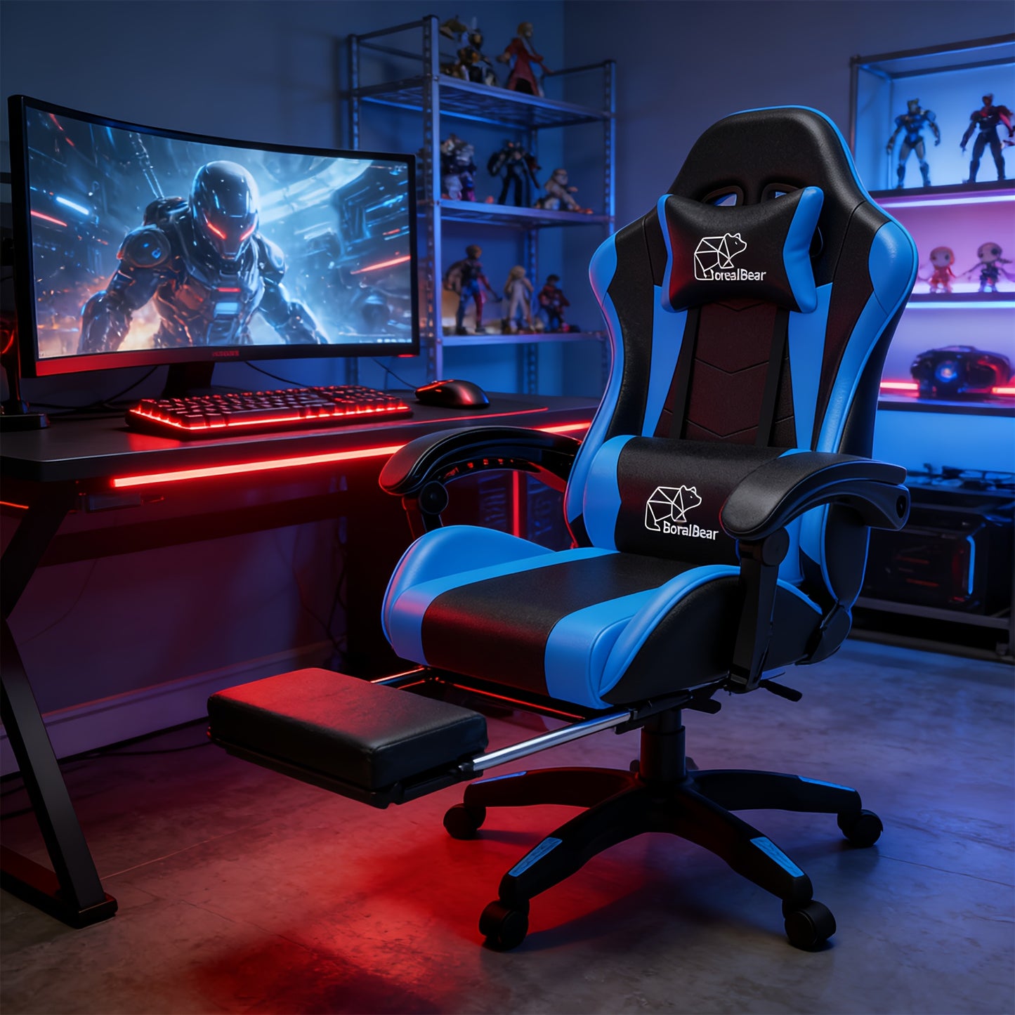 1pc with Footrest/without Footrest Chair, Suitable for Adults And Teenagers, Featuring A Lumbar Support, And Fixed Armrests. An Ergonomic Seat, Home Office Settings, Modern Gaming Chairs, High-quality Padding, Suitable for Home And Office Use