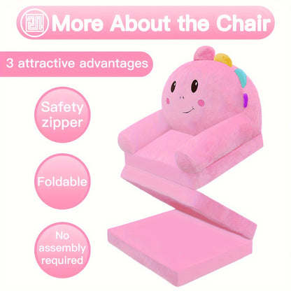 Foldable Couch, a Velvet 2-In-1 Convertible Sofa for Toddlers, Cozy Chair for Reading And Napping, Suitable for Both Boys And Girls