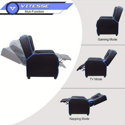 Gaming Recliner Chair Racing Style Single Ergonomic Lounge Sofa Modern Faux Leather Reclining Home Theater Seat For Living Gaming Room
