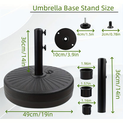 80 Lbs Patio Umbrella Base Heavy HDPE Duty Circular Water And Sand Fillable Umbrella Stand for Yard Garden Poolside-Black for Outdoor Patio Market Table Umbrella 19" Round In Black