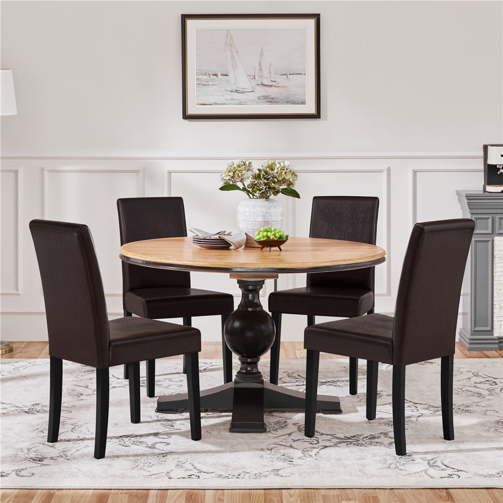 Costoffs Upholstered Dining Chairs Set of 2/4, Padded Leather Side Chairs with High Back & Rubberwood Legs, Modern Kitchen Chairs for Home, Kitchen & Restaurant, Black/White/Gray/Brown