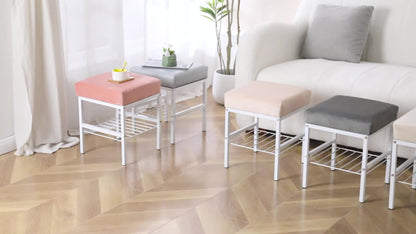 Multifunctional Vanity Stools Velvet Footstool Ottoman Shoe Changing Stool Makeup Stool Footrest Vanity Stool Small Footstool Pouf Ottoman Ottoman Stool for Makeup Room