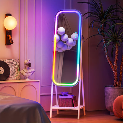 LED Jewelry Cabinet with Mirror - Lockable Arched Storage Organizer for Necklaces And Rings, Hanging Or Floor Standing