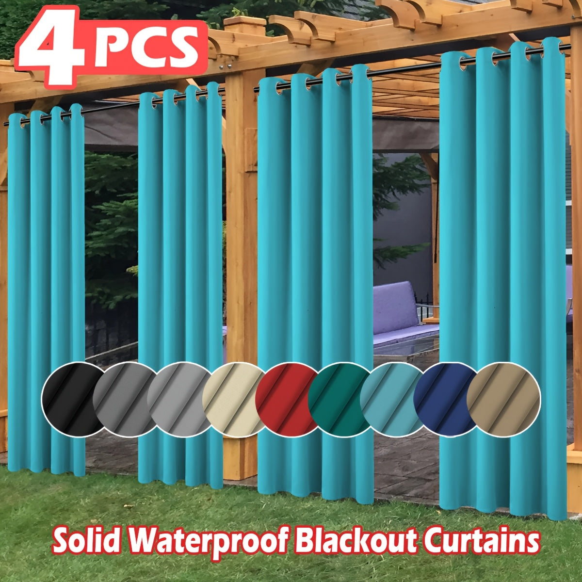 4pcs Set of High-quality Waterproof Outdoor Heat-insulating Sunshade Screens - with Sun Protection, Ring Hole Top Design, Heat Preservation and Windproof Functions, Suitable for Patio, Porch, and Pergola Decoration - Easy to Install and Maintenanc