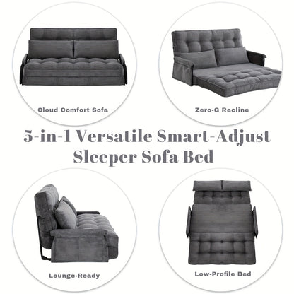 Modern Convertible Sofa Bed with Memory Foam Corduroy Fabric, Foldable Sleeper Chair with Metal Frame, Easy Assembly Space Saving Design for Small Apartment, Living Room, Bedroom - Easy Storage & Transport, Ideal for Studio & Guest Room