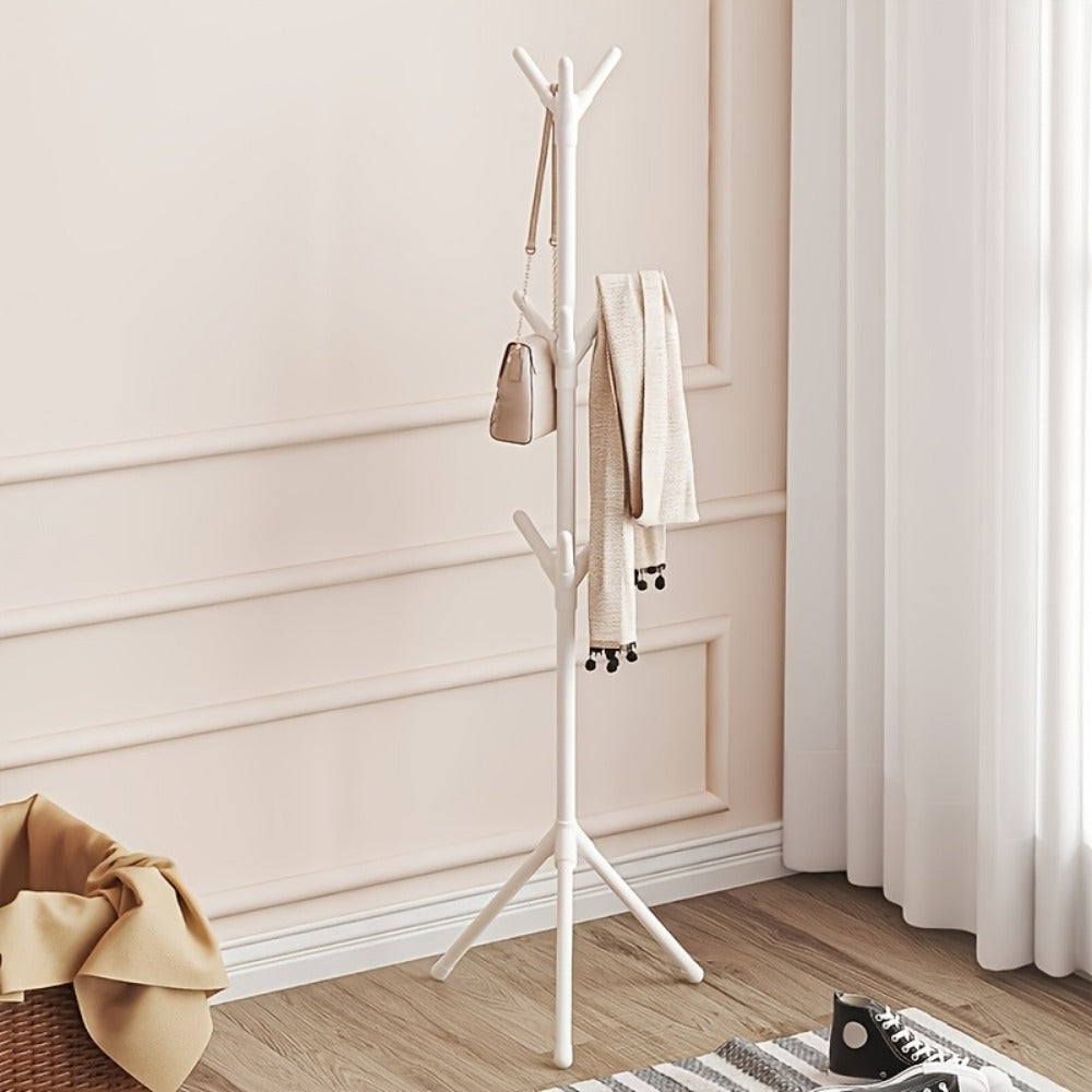 Clothes Rack with Hooks and Shelf 9 Hooks Mobile Freestanding Garment Organizer for Entryway Hallway Bedroom Living Room Office Dorm Black White