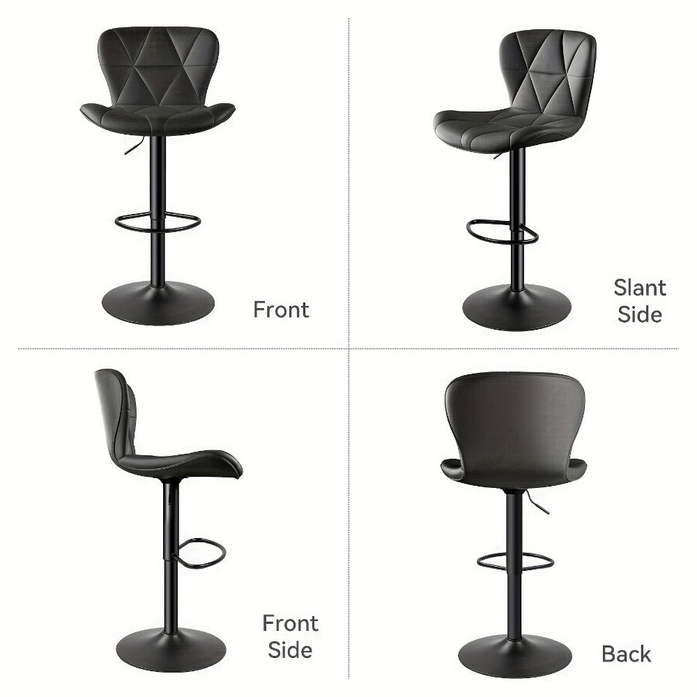 Swivel Bar Stools Set of 1/2/3/4, Adjustable Height Faux Leather Upholstered Counter Stools with Back & Thickened Cushion, Modern Island Barstools for Kitchen, Restaurant & Home Bar – Black White Gray Khaki