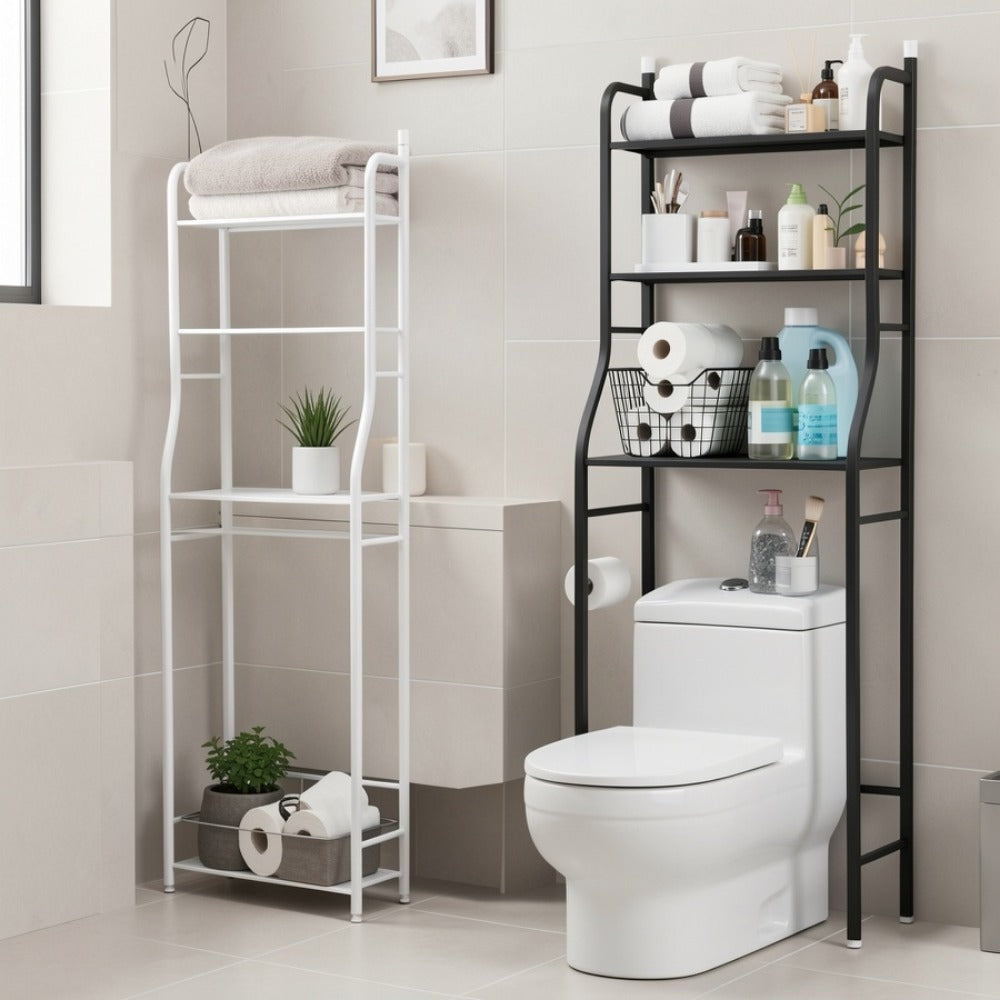 Over Toilet Storage Rack 3-Tier Modern Minimalist No Drill Includes Installation Tools for Toilet Paper Towels Bathroom Essentials Small Bathroom