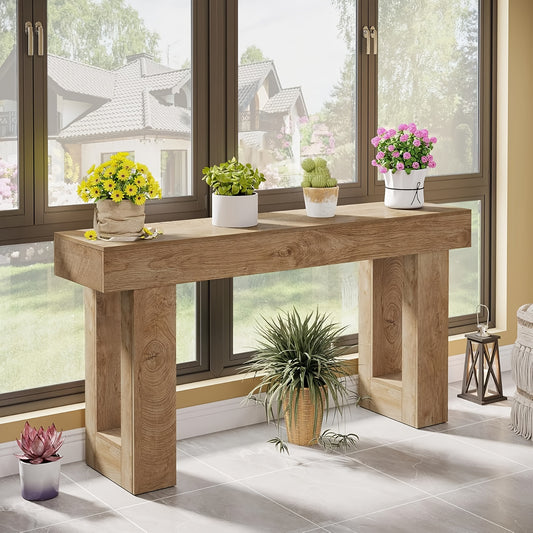 63-inch Long Console Table, Wooden Farmhouse Sofa Table Behind Couch, Entryway for Hallway, Living Room