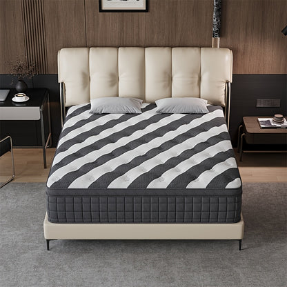 [Hybrid Mattress] 10/12 Inch Foam And Spring Hybrid Mattress, Medium Firm Feel, Provide Full, Queen, And King, Relieve Back Pain, Gel Memory Foam For Lumbar Support, Mattress In A Box