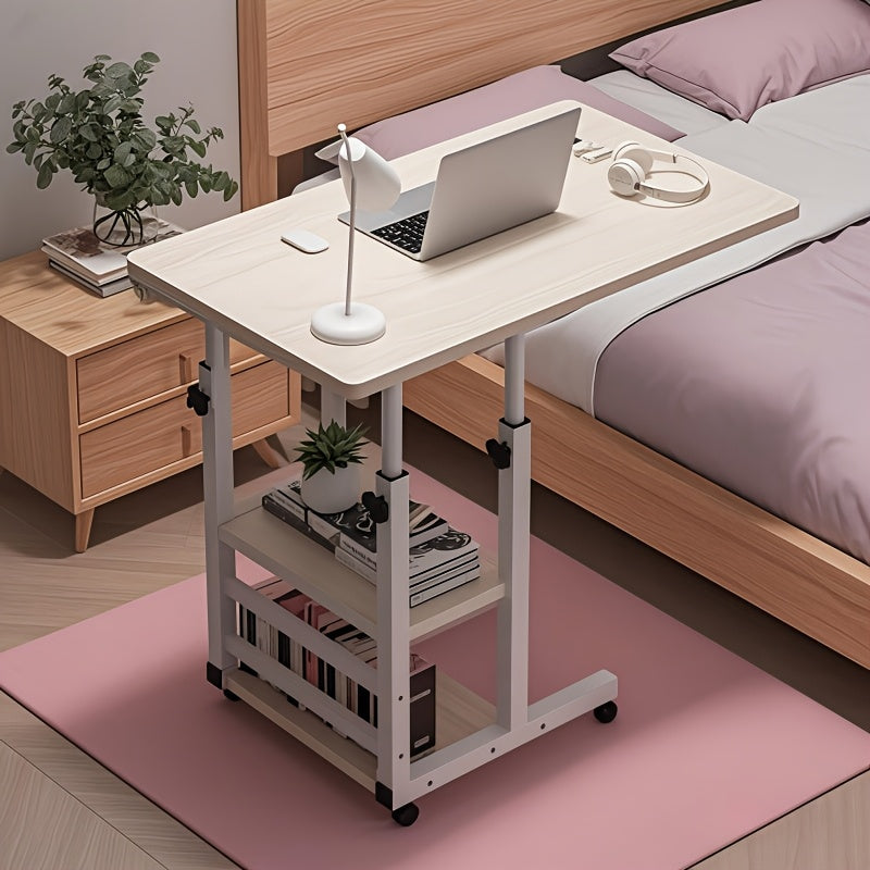 1 Movable Multifunctional Computer Desk, Home Bedroom Bedside Table Computer Desk, Bedroom, Living Room Dormitory, Lazy And Simple Student Writing Desk, Movable And Adjustable Height Laptop Desk, 360 Degree Rotating Wheels, Perfect Birthday Gift.