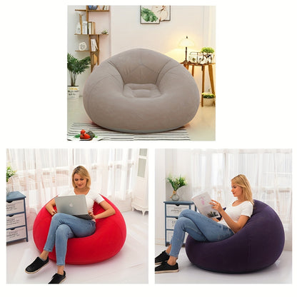 1pc Soybean Bag Chair, Inflatable Sofa Chair, Soft, Comfortable, Outdoor, Lazy Seat, Tatami Chair, Sofa Cover, Lazy Sofa, Circular Single Sofa, Living Room, Office Lunch Break, Outdoor Picnic Camping, Father's Day Gift