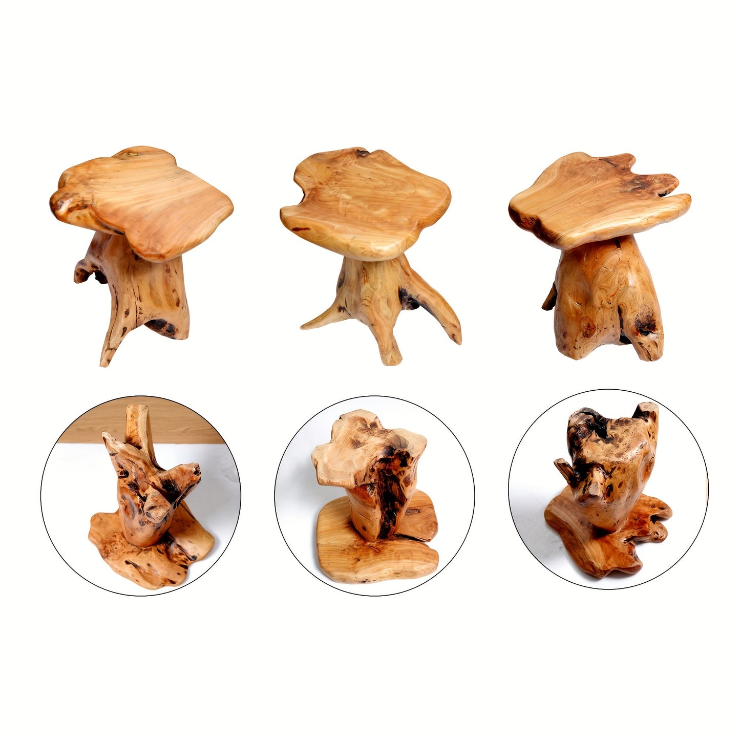 [Cedar Wood Stool] Organizedlife 1pc Natural Edge Cedar Wood Tree Stump Garden Stool End Table Indoor/Outdoor, Small Wooden Mushroom Side Table for Restaurant