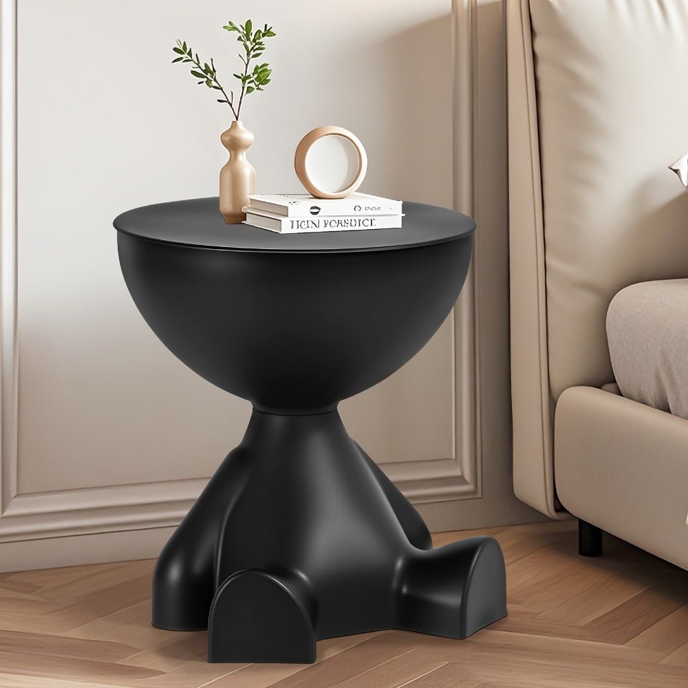 Stackable Bear-Shaped Nightstand with Bookshelf | Multifunctional Plastic Side Table for Bedroom & Living Room Storage – Black & White