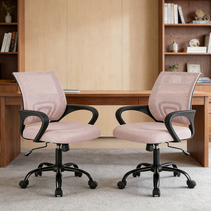 Office Desk Chair with Lumbar Support And Rocking Mode, Height Adjustable with Fixed Armrest for Computer, Gaming, Conference, Meeting Room, 360° Swivel