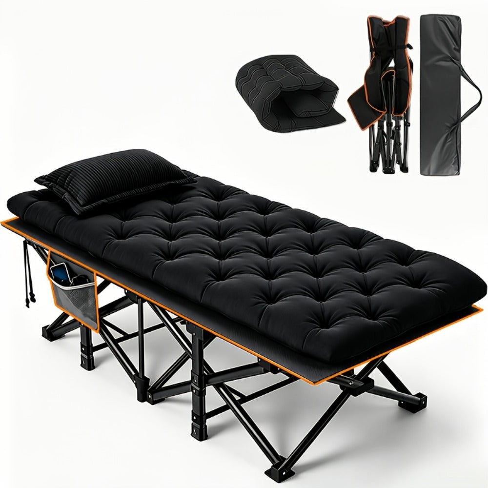 Folding Camping Bed Portable Guest Bed with Mattress 59/75 Inch Oversized Thick 500-700lb Capacity for Outdoor Garden Balcony