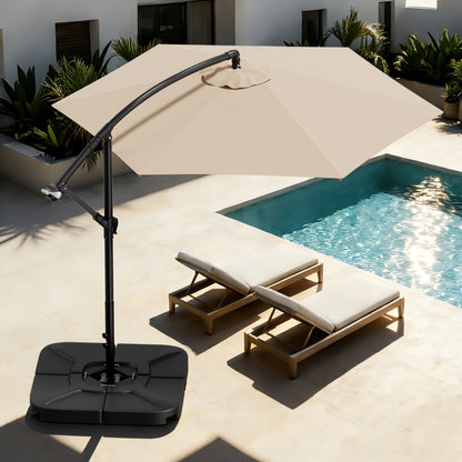 10 Ft Cantilever Patio Umbrella Offset Outdoor Umbrella with Adjustable Tilt Crank 8-Rib Wind Resistant UV Protection for Pool Deck Backyard Garden 16 Colors