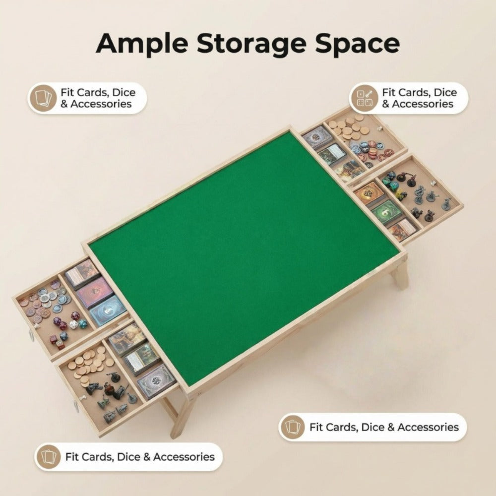 This Multifunctional Game Table Is Foldable And Features Drawer Storage Compartments. The Non-Slip, Integrated Storage Design Is Perfect for Puzzles, Board Games, And Camping - Combining Entertainment, Office Work, And Storage