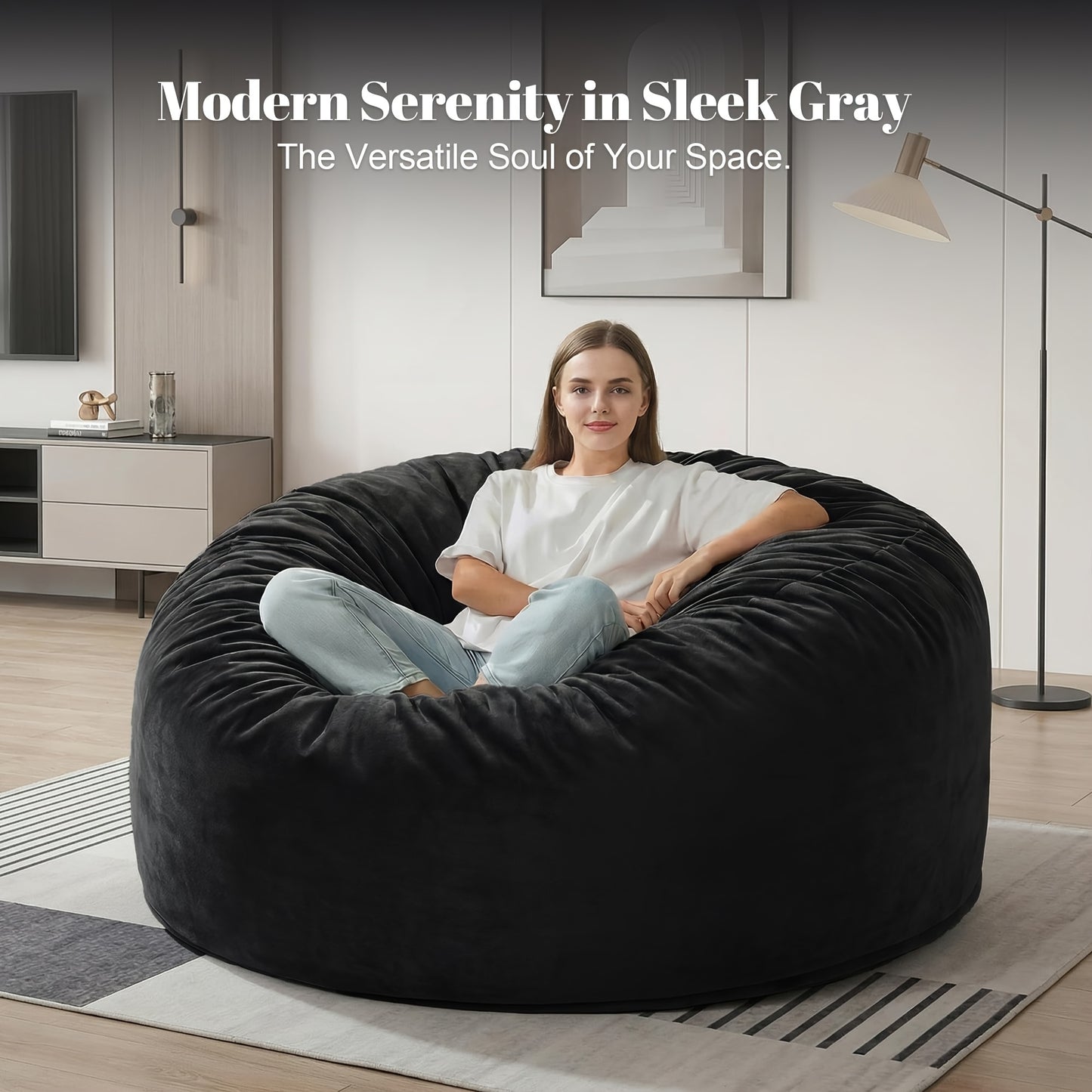 Bean Bag Chair With Filler Included, A Comfortable Bean Bag Chair Suitable For Adults, Is Equipped With High-quality Foam - Washable And Comes With A Soft Flannel Sofa Cover. The Sizes Available Are 3 Feet, 4 Feet, 5 Feet And 6 Feet.