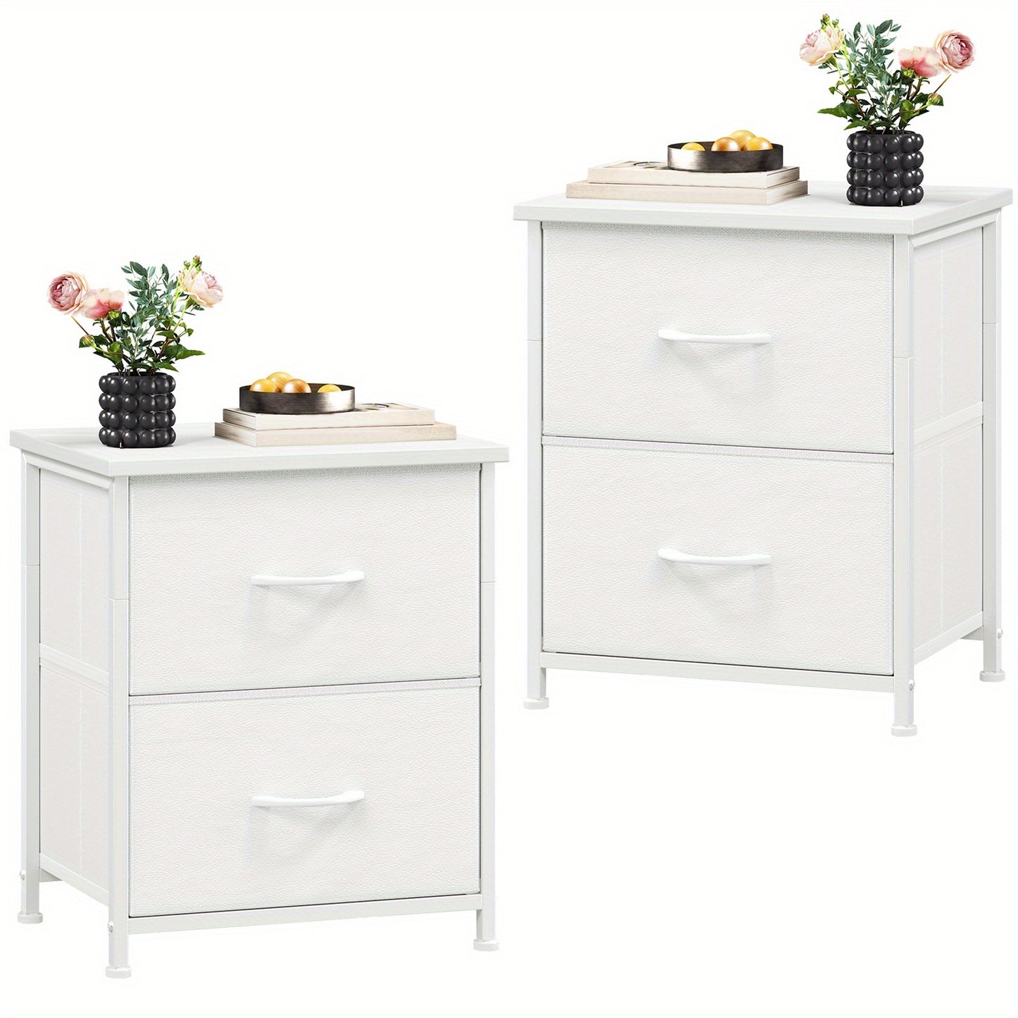 EUNOS Nightstand, Small Dresser for Bedroom with 2 Drawers, Bedside Table Night Stand End Table with Fabric Bins for Bedroom Closet Dorm Guest Room