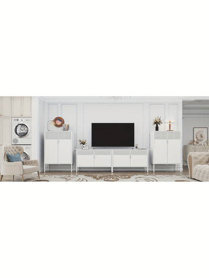 Two-Door Metal Storage Cabinet Featuring Adjustable Shelves - A Versatile 2-Tier Accent Cabinet Suitable for Home Office, Kitchen, Or Garage | Industrial Farmhouse Style Steel Cabinets