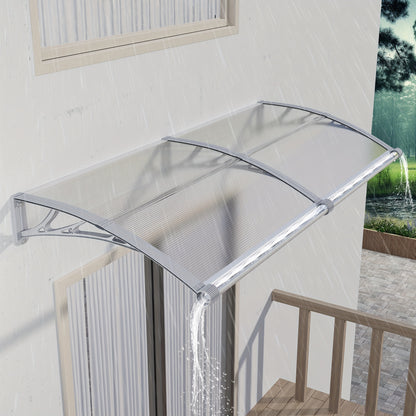 [UV Rain Snow Sunlight] Polycarbonate Window Door Awning Canopy with Large Sink Patio Awnings for Doorways Outdoor Sun Shade Cover Balcony Yard Roof UV Rain Snow Sunlight Protection Hollow Sheet, 24/32/40/48/60/80/120 Inches