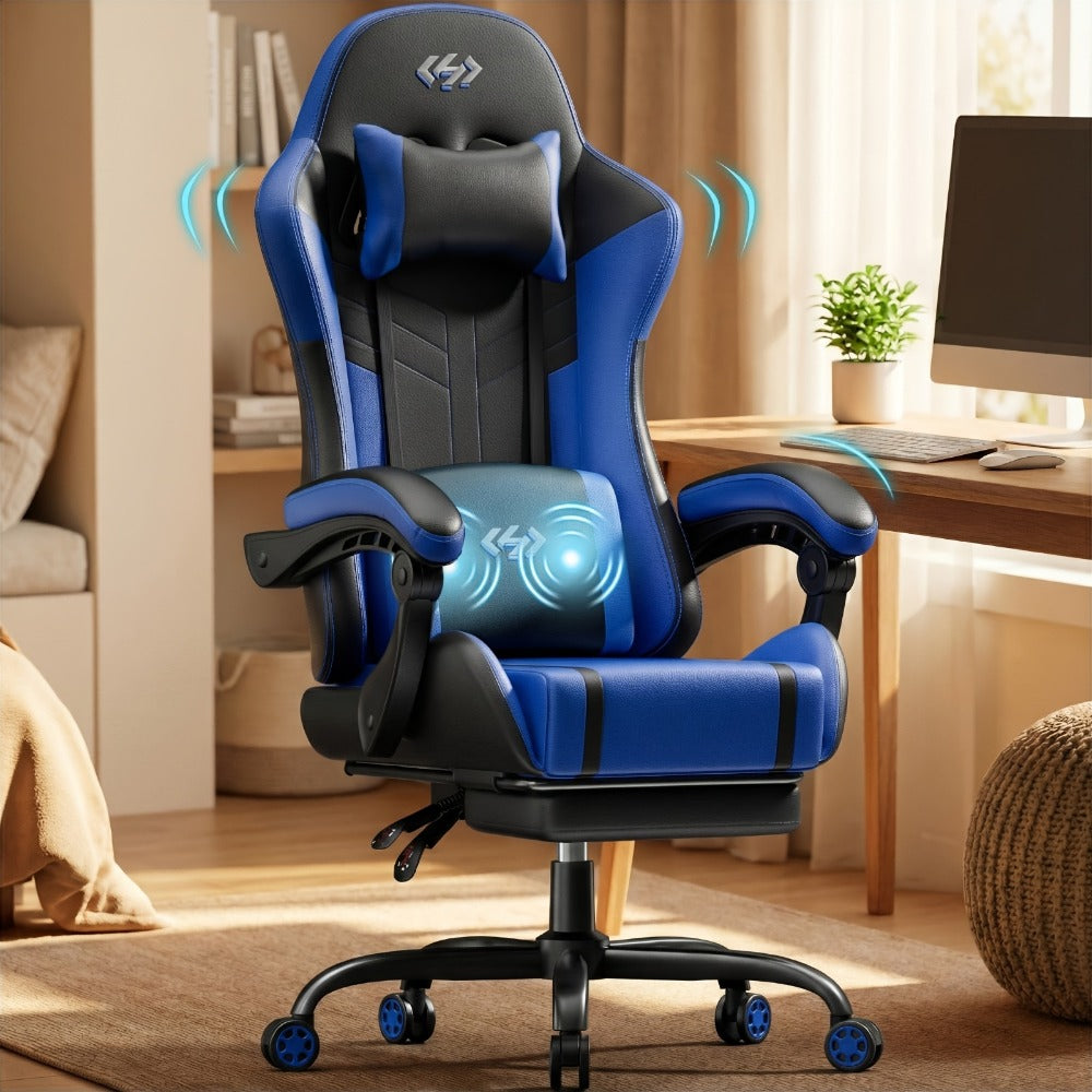 360° Rotating Faux Leather Gaming Chair with Footrest and Lumbar Support detail image - detail view 10