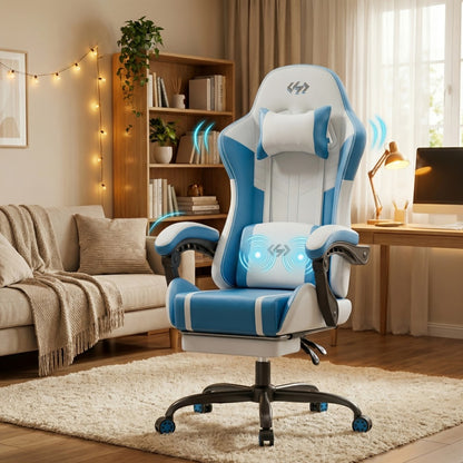 360° Rotating Faux Leather Gaming Chair with Footrest and Lumbar Support detail image - detail view 14