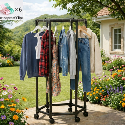 360° Rotating Freestanding Clothing Rack with Rolling Wheels and 360° Swivel for Bedroom detail image - detail view 3