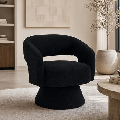 360° Rotating Round Accent Chair, Upholstered Lounge Chair for Living Room detail image - detail view 3