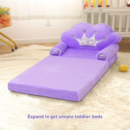 Kids 2-in-1 Foldable Sofa & Pillow, Soft Plush Memory Foam Children's Lounger, Washable Cover, Cute Birthday & Holiday Gift for Kids Playroom