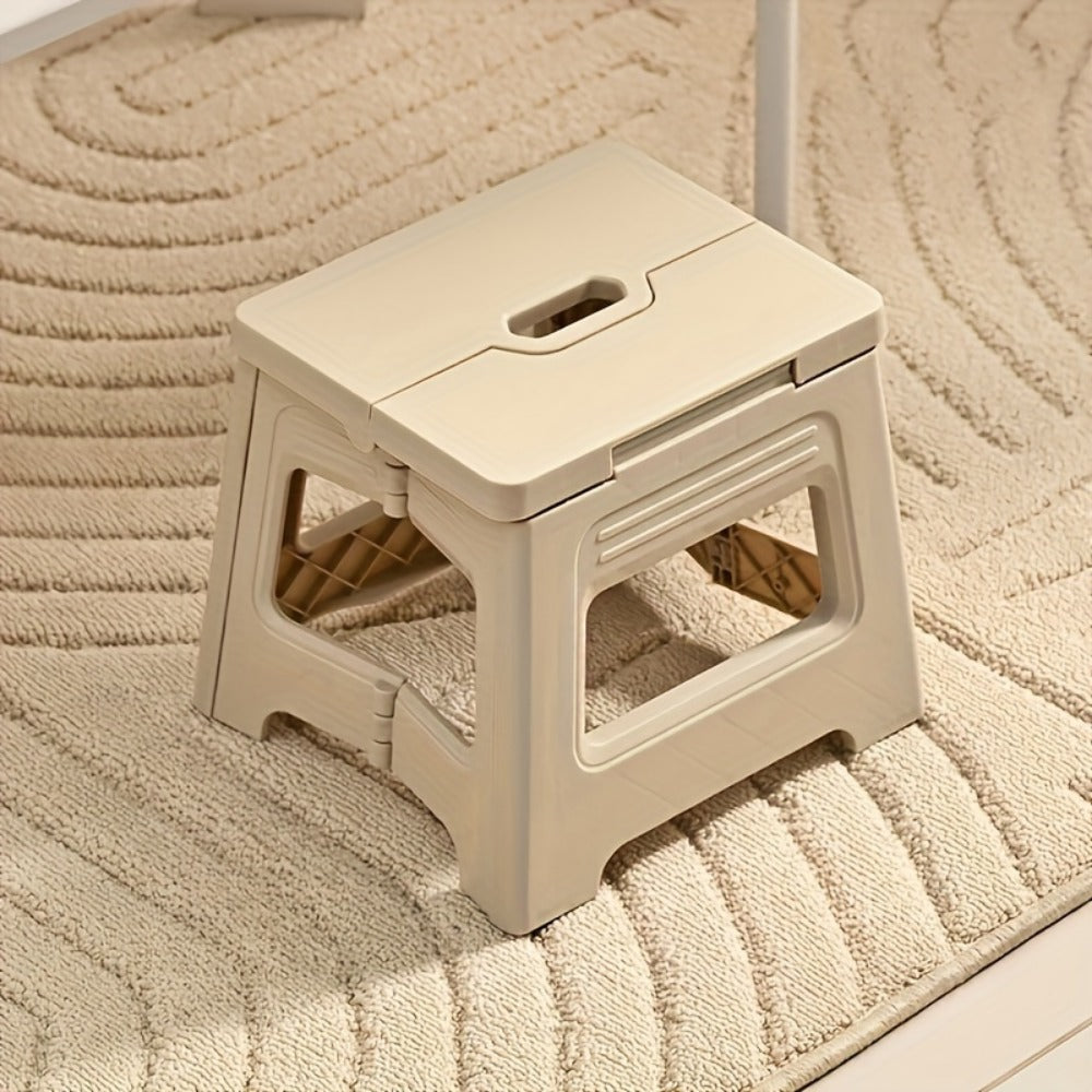 Folding Step Stool Non-Slip Portable Footstool | Adjustable Height, Durable Plastic, Lightweight Shoe Bench for Kitchen, Bathroom, Bedroom, Home Use | Easy to Store, Modern Style