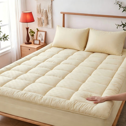 Mattress Topper Plush Down Alternative Pillow Top, Baffle Box Design, Machine Washable, Fits 8-21 Inch Deep Pocket, Twin Full Queen King Cal King, Soft Comfort Layer