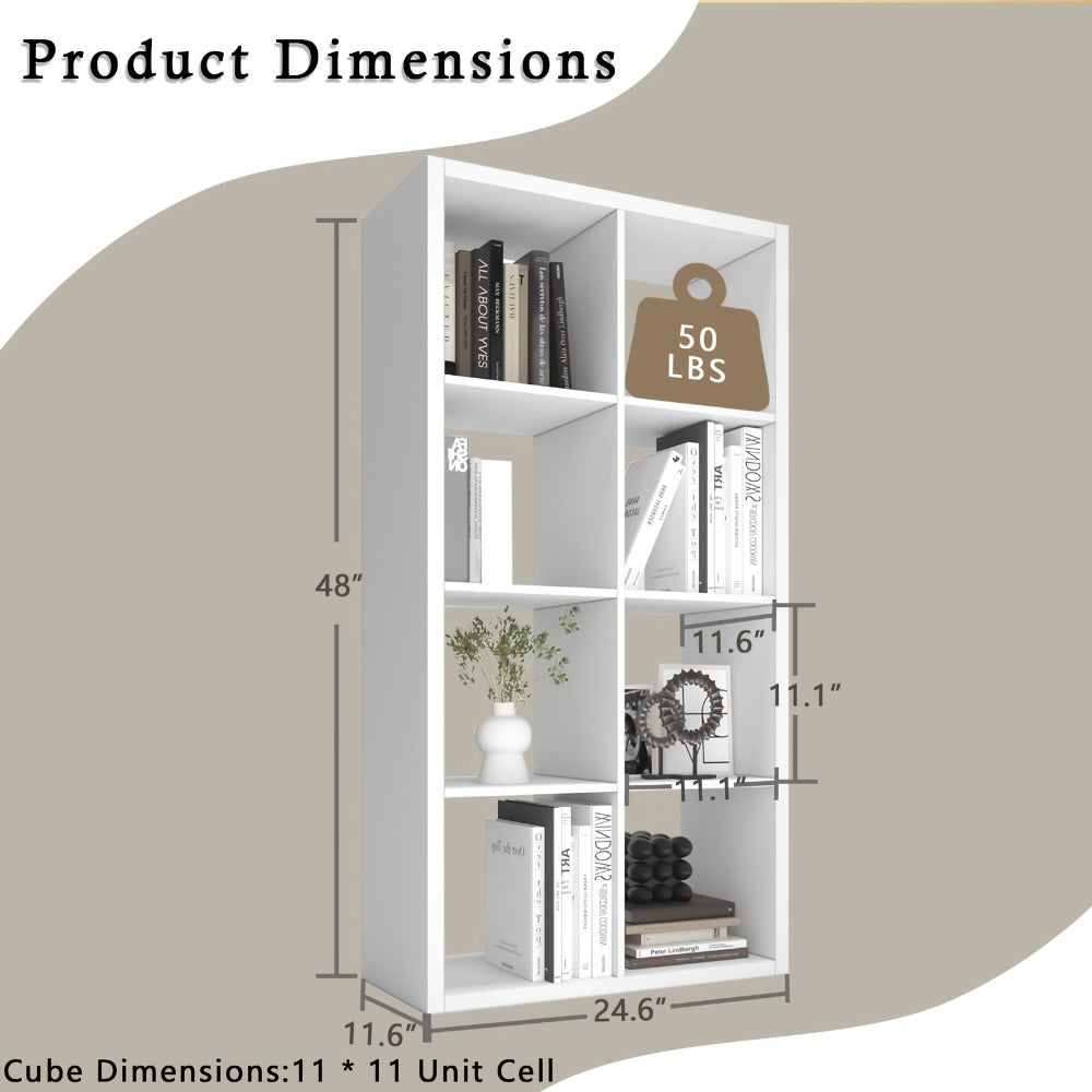 Cube Storage Bookshelf 2 3 4 6 8 9 Cube Open Display Cabinet Thick Frame Floor Standing Bookcase with Anti-Tip Kit for Living Room Bedroom Study, 4 Colors