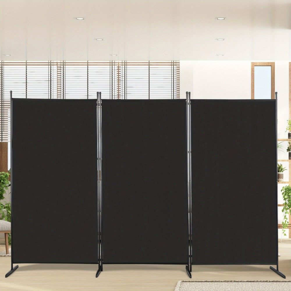 6 Ft Trifold Room Divider Privacy Screen Foldable Partition Panel 160G Polyester Fabric Steel Frame for Office Bedroom Living Room 2 Colors