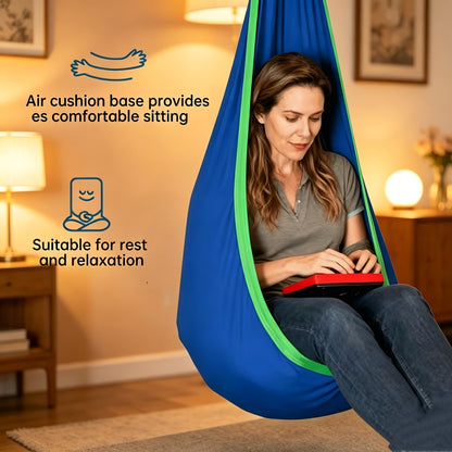 1-Pack of Indoor/Outdoor Hanging Hammock Chair Includes Inflatable Pillow And Cylinder, Storage Bag, Maximum Load Capacity of 264 Pounds, Includes Straps And Screws, Woven Nylon Fabric, No Batteries