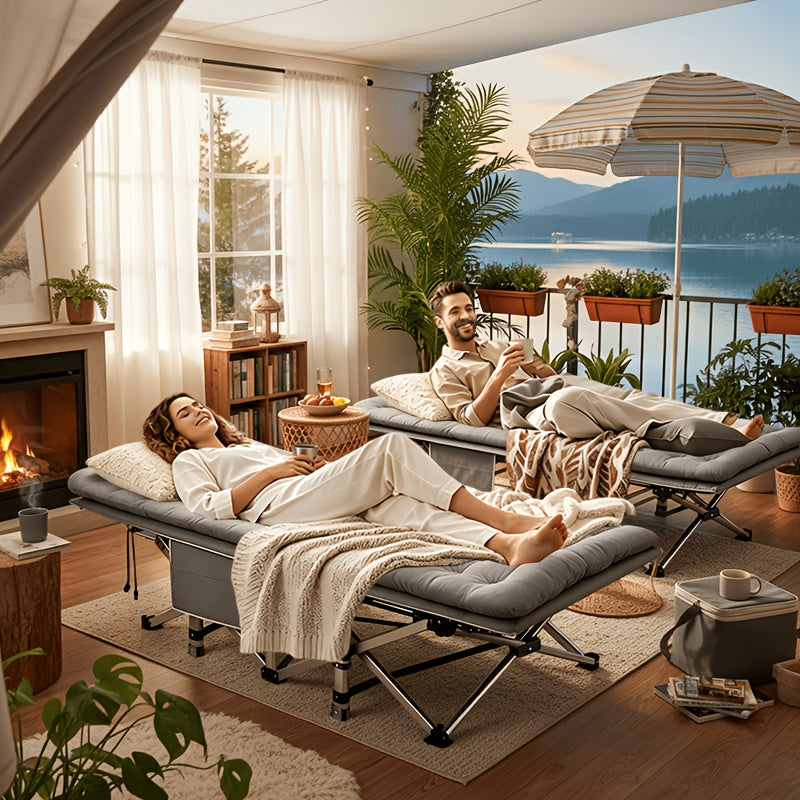 59inBed Frame Sold Separately Adult Camping Bed 28 Inch Wide Heavy-duty Folding Bed, Portable Folding Bed With Cushion, Pillow, And Handbag - No Assembly Required, Napping Bed, Guest Bed, Sofa Bed. Suitable For Camping, Beaches, RVs 510/610/710 Lbs