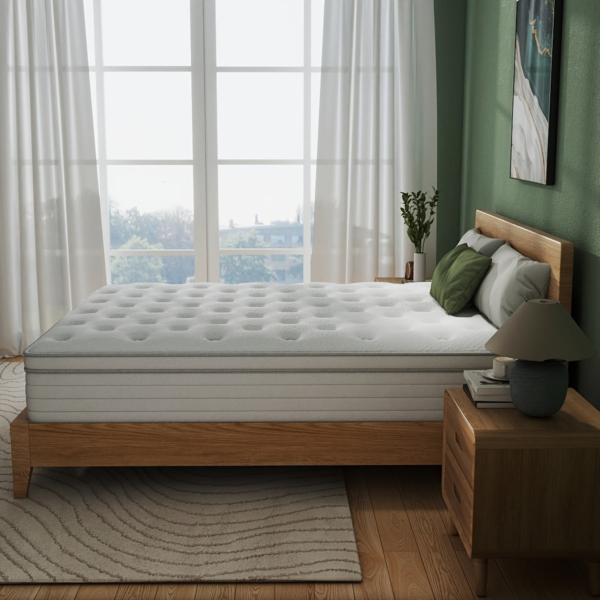 10/12/14 Inch Multilayer Hybrid Full Mattress Queen | Ergonomic Design With Memory Foam And Pocket Spring, Medium Firm Feel, Fire-Resistant, Polyester Cover, Knitted Construction